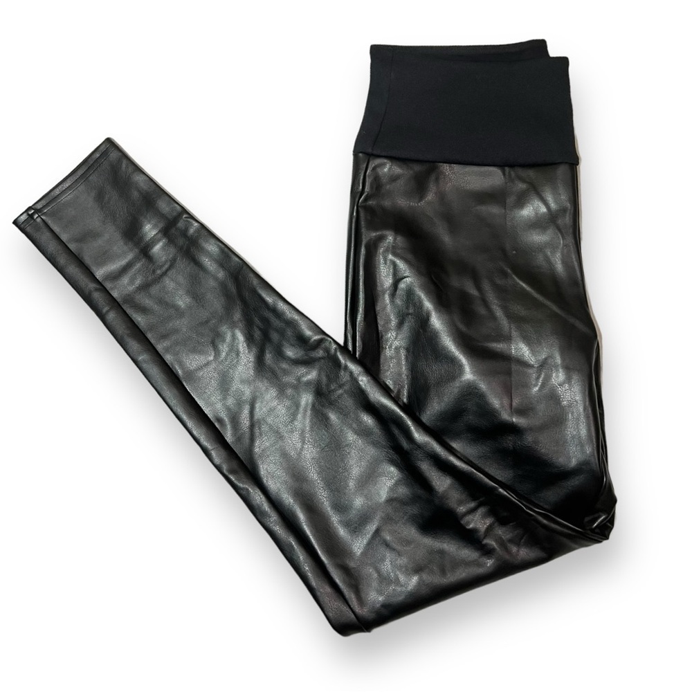 Assets by Spanx Women’s Faux Leather Leggings Black Size Large